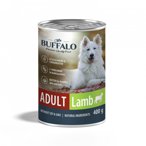 Консервы Mr.Buffalo ADULT для взрослых собак, ягненок, 400гр