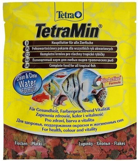 TetraMin основной корм для всех видов тропических рыб (хлопья) 12гр