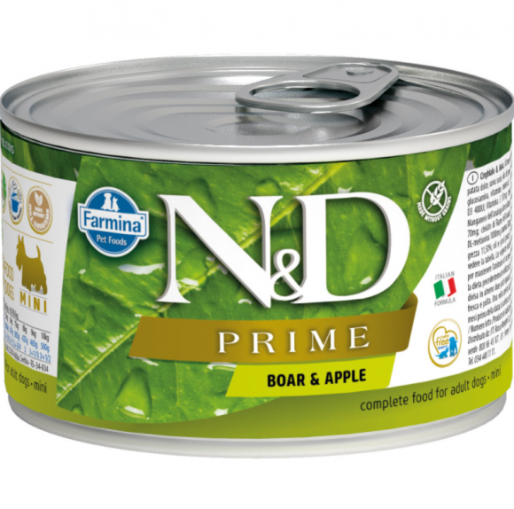 Влажный корм Farmina N&D DOG Prime Boar & Apple консервы для взрослых собак мелких пород Кабан с яблоком 140гр