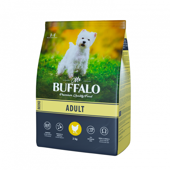 Корм Mr.Buffalo ADULT MINI для взрослых собак мелких пород, курица, 2кг