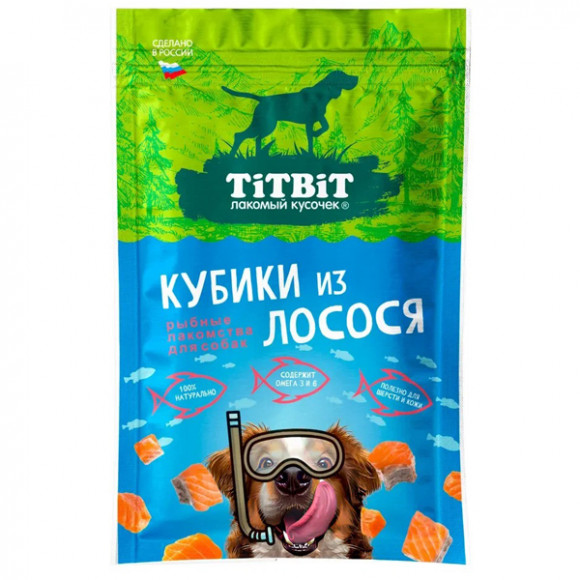 Лакомство TITBIT Кубики из лосося для собак 80 г