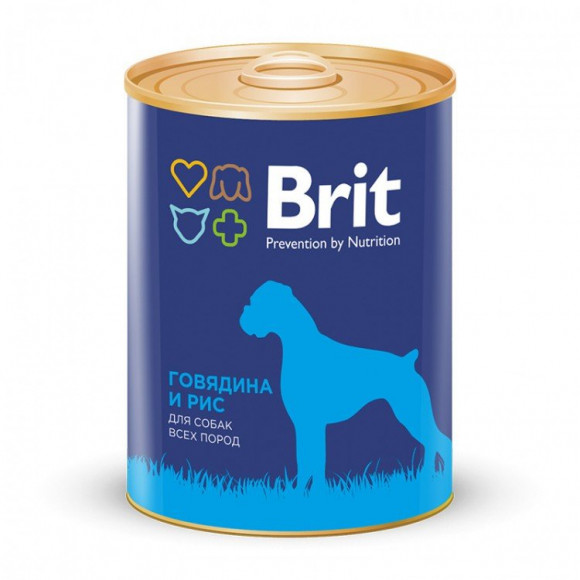 Консервы Brit Beef&Rice для собак Говядина и рис 850гр