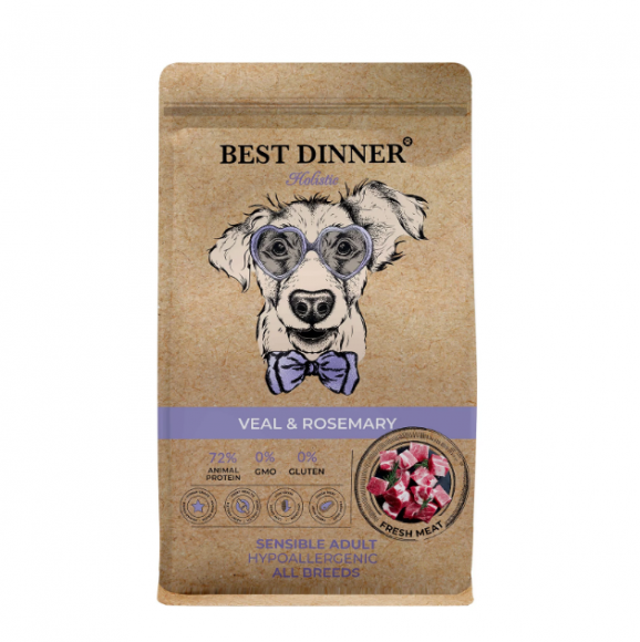 Корм Best Dinner Holistic для собак всех пород гипоаллергенный Телятина и розмарин 12 кг