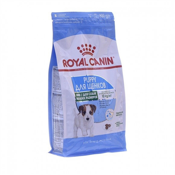 Акция! Корм Royal Canin для щенков малых пород 2-10 мес. Mini Puppy 800гр + 85гр пауч в соусе