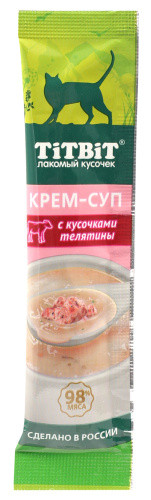Лакомство TITBIT Крем-суп для кошек с кусочками телятины 10 г