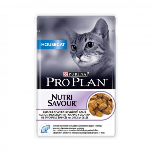 Влажный корм Purina Pro Plan для домашних кошек, индейка в желе, 85г