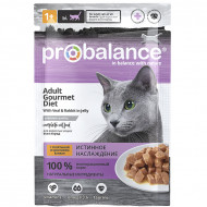 Влажный корм ProBalance для кошек Gourmet Diet телятина/кролик в желе 85 г