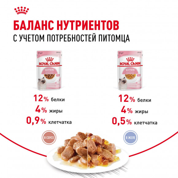 Набор влажных кормов Royal Canin для котят Мультипак Kitten в соусе и желе 5*85гр + 5*85гр Набор влажных кормов Royal Canin для котят Мультипак Kitten в соусе и желе 5*85гр + 5*85гр
