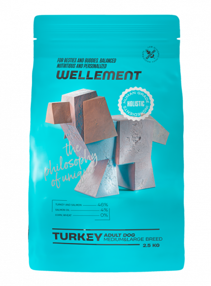Корм Wellement для собак средних и крупных пород с индейкой, 2,5 кг Корм Wellement для собак средних и крупных пород с индейкой, 2,5 кг