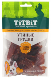 Лакомство TITBIT Утиные грудки для собак мини пород 70 г Лакомство TITBIT Утиные грудки для собак мини пород 70 г