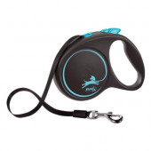 Поводок-рулетка Flexi Black Design S 5м, до 15кг ремень (синий)