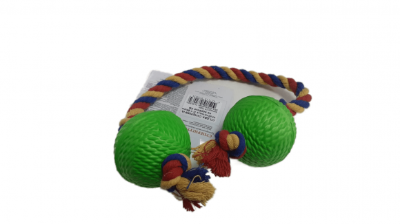 Игрушка Сибирский Пёс "ДВА Супер Мяча D=65мм" на веревке ХБ