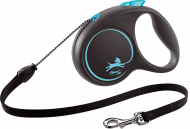 Поводок-рулетка Flexi Black Design М 5м, до 20кг трос (синий)
