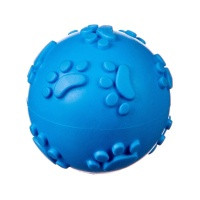 Игрушка Мяч для собак "Лапки", резиновый с пищалкой 6см, синий