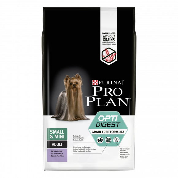 Корм Purina Pro Plan для взрослых собак мелких и карликовых пород с чувствительным пищеварением, индейка, 7 кг