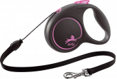 Поводок-рулетка Flexi Black Design ХS 3м, до 8кг трос (розовый)
