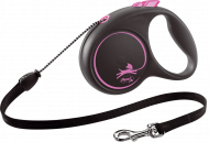 Поводок-рулетка Flexi Black Design ХS 3м, до 8кг трос (розовый)