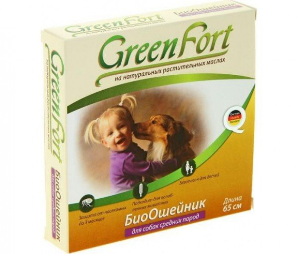 GreenFort bio ошейник от эктопаразитов для собак средних пород