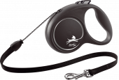 Поводок-рулетка Flexi Black Design ХS 3м, до 8кг трос (серебро)