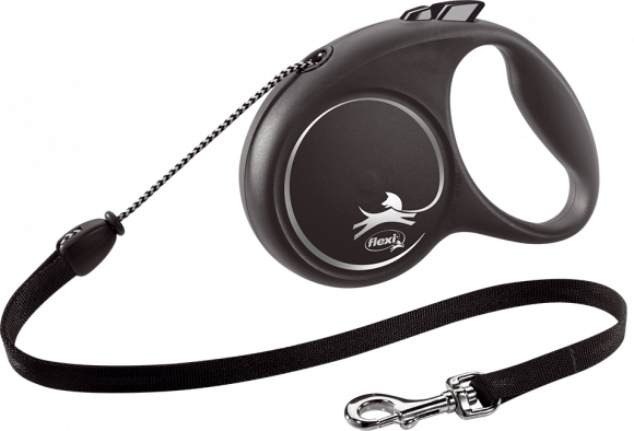 Поводок-рулетка Flexi Black Design ХS 3м, до 8кг трос (серебро)