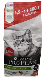 АКЦИЯ!!! Корм Purina Pro Plan для стерилизованных кошек, утка/печень, 1,5кг + 400гр в подарок! АКЦИЯ!!! Корм Purina Pro Plan для стерилизованных кошек, утка/печень, 1,5кг + 400гр в подарок!