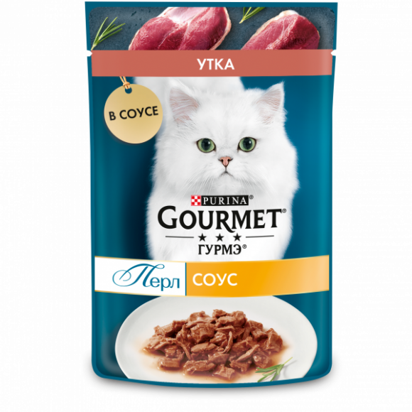 Влажный корм Purina Gourmet Перл для кошек, утка филе в соусе, 75 г