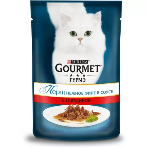 Влажный корм Purina Gourmet Перл Делюкс для кошек, говядина в соусе, 75 г