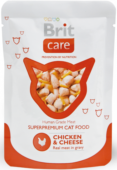 Влажный корм Brit Care для кошек Курица и сыр 80гр