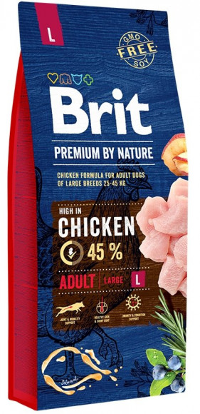 Корм Brit Premium by Nature Adult L для взрослых собак крупных размеров (25-45кг) 15кг