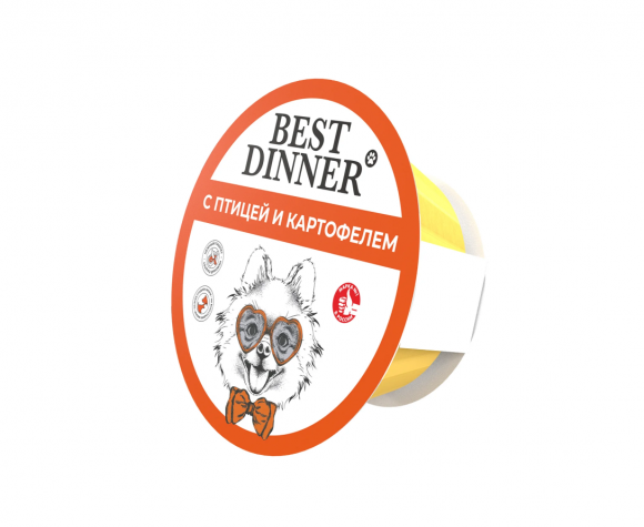 Влажный корм Best Dinner для собак "Птица с картофелем" Паштет 100 г