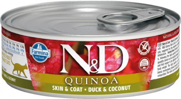 Влажный корм Farmina N&D Cat Quinoa Skin & Coat Duck & Coconut консервы для кошек Киноа, утка и кокос 80гр