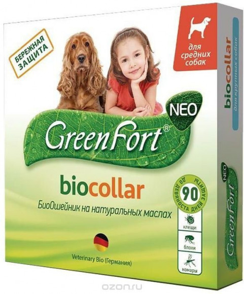 GreenFort biocollar ошейник от эктопаразитов для средних собак