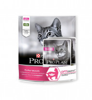 АКЦИЯ!!! Корм Purina Pro Plan для кошек с чувствительным пищеварением и привередливых к еде, индейка, 400гр + 2 пауча 85гр в подарок!