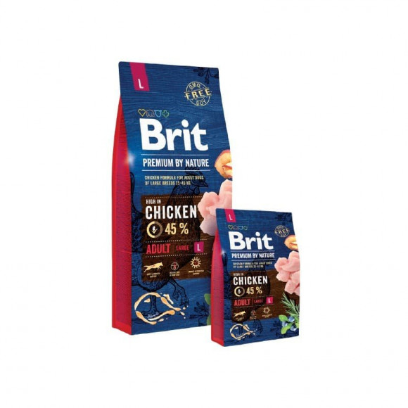 Корм Brit Premium by Nature Adult L для взрослых собак крупных размеров (25-45кг) 18кг