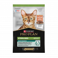 Влажный корм Purina Pro Plan Sterilised для стерилизованных кошек, с лососем в соусе 85 г