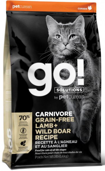 Корм GO! NATURAL Holistic Carnivore Grain Free Lamb + Wild Boar Recipe беззерновой для котят и кошек с ягненком и диким кабаном 1,4кг
