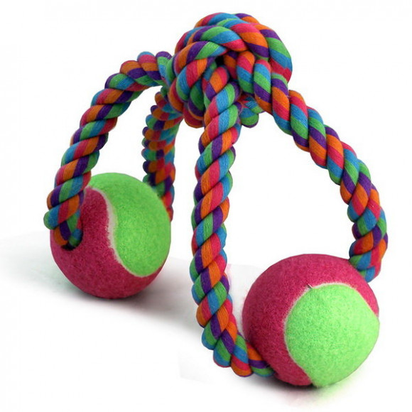 Грейфер веревка цветная Восьмерка с двумя мячами XJ0111 65/320мм