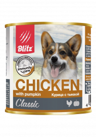 Консервы BLITZ CHICKEN для собак всех пород и возрастов (КУРИЦА, ТЫКВА), 750 г. Консервы BLITZ CHICKEN для собак всех пород и возрастов (КУРИЦА, ТЫКВА), 750 г.