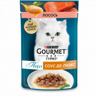 Влажный корм Purina Gourmet Перл Делюкс для кошек, лосось в соусе, 75 г