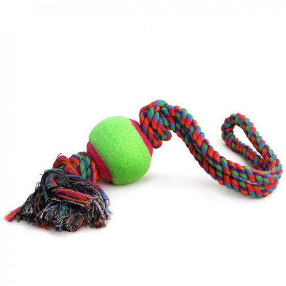 Грейфер веревка цветная длинная с мячом XJ0141 18 d65/450мм