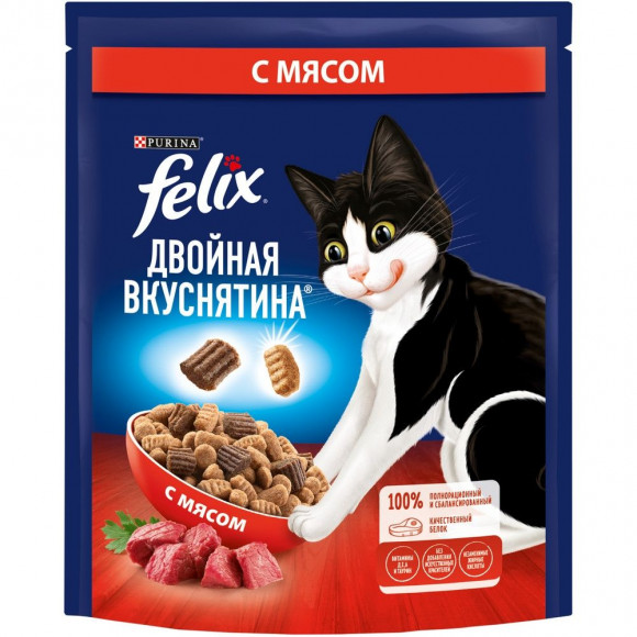 Корм Purina Felix Двойная Вкуснятина для взрослых кошек, с мясом, 200 г