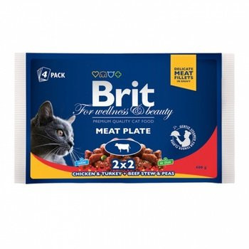 Влажный корм Brit Premium для взрослых кошек всех пород Мясная тарелка (набор паучей) 4шт*100гр