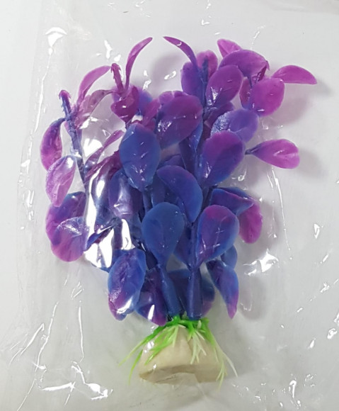 Растение пластиковое для аквариума 13см, сине-фиолетовое