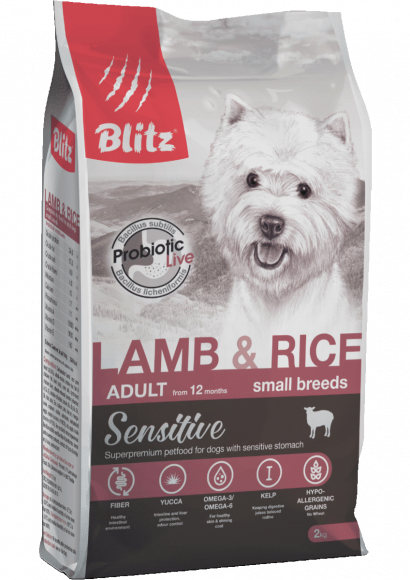 Корм Blitz для собак мелких пород с ягненком и рисом 500гр