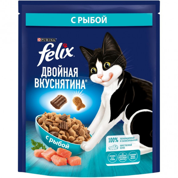 Корм Purina Felix Двойная Вкуснятина для взрослых кошек, с рыбой, 200 г