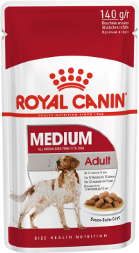 АКЦИЯ!!! Влажный корм Royal Canin для взрослых собак средних пород  Medium Adult соус 1*140гр+3*140гр