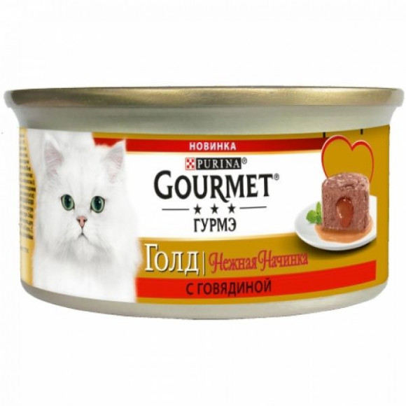 Консервы Purina Gourmet Gold Нежная начинка для кошек, говядина, банка, 85 г