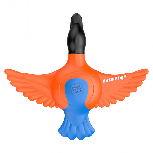 Игрушка GIGWI Утка с пищалкой, оранжево-синяя, 27см