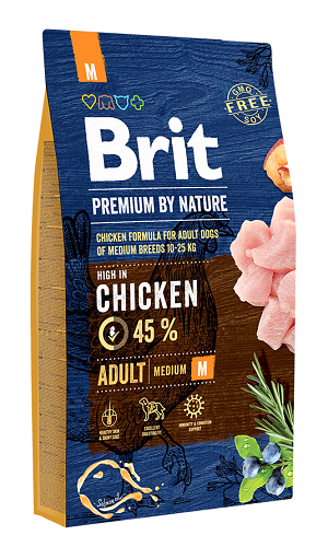 Корм Brit Premium by Nature Adult M для взрослых собак средних размеров (10-25кг) 18кг