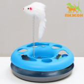 Игрушка для кошек "Загадочный круг - Рыбки", мышь на пружине и шарик, 23 х 7 см, синяя/белая Игрушка для кошек "Загадочный круг - Рыбки", мышь на пружине и шарик, 23 х 7 см, синяя/белая